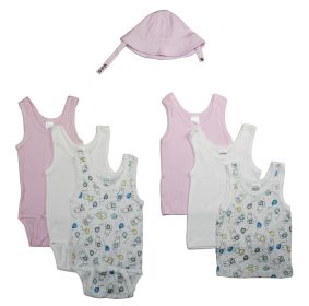 Girls Summer 7 Piece Layette Set (Color: White/Pink, size: medium)