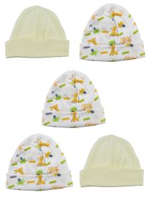 Boys Baby Cap (Pack of 5) (Color: YELLOW, size: One Size)