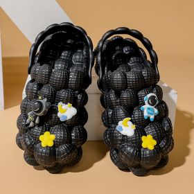 Children's Hole Shoes Baby Boy And Girl Summer Lychee Two-way Beach Shoes Bubble Baotou Outdoor Leisure Pajamas Outdoor Sandals (Option: Black Bubble Shoes-31)