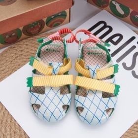 Pure Color Children's Fragrant Beach Shoes (Option: Green Grid-US8)