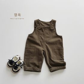 Boys' Overalls Autumn Leisure All-matching (Option: Dark Brown-90cm)