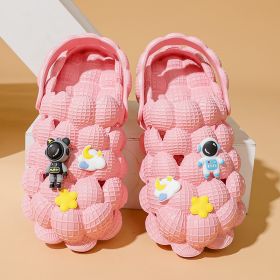 Children's Hole Shoes Baby Boy And Girl Summer Lychee Two-way Beach Shoes Bubble Baotou Outdoor Leisure Pajamas Outdoor Sandals (Option: Pink Bubble Shoes-31)