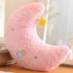 Star Pattern Pillow For Girls Sleeping Moon Plush Toy (Option: Moon Pillow Pink-45cm)