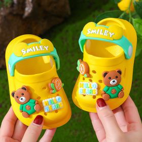 Children's Slippers Summer Cute Outdoor Soft Bottom Non-slip Boys And Girls Sandals Infant Kid Baby Hole Shoes (Option: Yellow-120)