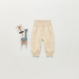 Children's Cotton Knitted Wool Polka Dot Pants (Option: Apricot-66cm)