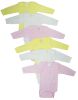 Girls Pastel Long Sleeve Onezie 6 Pack