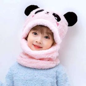 New Autumn and Winter Cute Children Cartoon Scarf Hat Two-piece Double Fleece Warmth Boy Girl Child Adult Parent-child Baby hat (Color: KT01)