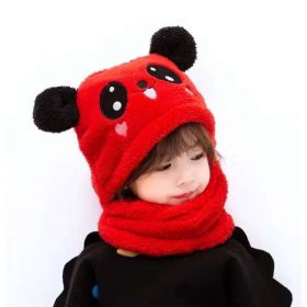 New Autumn and Winter Cute Children Cartoon Scarf Hat Two-piece Double Fleece Warmth Boy Girl Child Adult Parent-child Baby hat (Color: KT02)