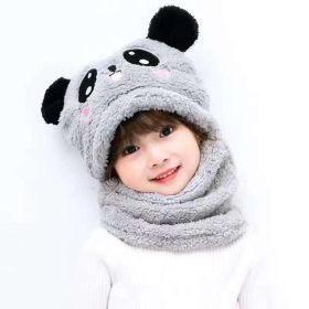 New Autumn and Winter Cute Children Cartoon Scarf Hat Two-piece Double Fleece Warmth Boy Girl Child Adult Parent-child Baby hat (Color: KT03)