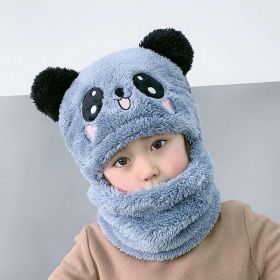 New Autumn and Winter Cute Children Cartoon Scarf Hat Two-piece Double Fleece Warmth Boy Girl Child Adult Parent-child Baby hat (Color: KT07)