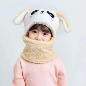 New Autumn and Winter Cute Children Cartoon Scarf Hat Two-piece Double Fleece Warmth Boy Girl Child Adult Parent-child Baby hat (Color: KT10)