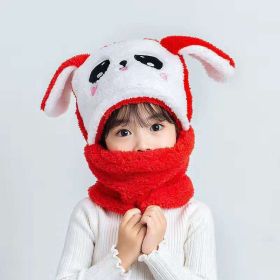 New Autumn and Winter Cute Children Cartoon Scarf Hat Two-piece Double Fleece Warmth Boy Girl Child Adult Parent-child Baby hat (Color: KT11)