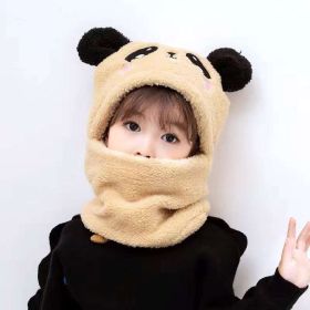 New Autumn and Winter Cute Children Cartoon Scarf Hat Two-piece Double Fleece Warmth Boy Girl Child Adult Parent-child Baby hat (Color: KT04)