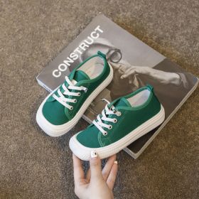 Children Casual Canvas Shoes 26-37 Big Kids Spring Summer Autumn New Boy Girl Sneakers Square Toe Lace Up Comfortable Breathable (Color: green)