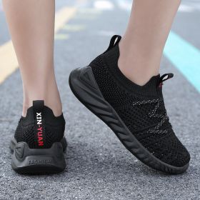 Children Mesh Casual SportShoes Girls Lace-up Flat Sneakers Banner Footwear Boys Summer Lightweight Breathable Non-slip Trainers (Color: Black)