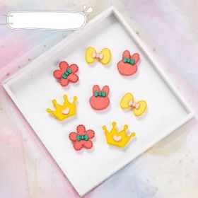 Hair Magic Stickers 4 pairs Computer Embroidered Hair Accessories Bangs Post Sticker Clip-Less Hair Ornaments Sticks to Hair Reusable (style: set 3)