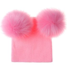 Baby Knitted Hat with POM Baby Winter Warm Knit Hat Infant Toddler POM Beanie Photography Fur Ski Cap (Color: pink)