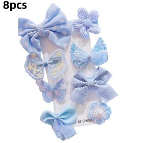 8/9/10Pcs/Set Cartoon Baby Girl Hair Clips Cute Bear Children Hairpins Bowknot Knitted Flower Kids Barretees Baby Hair Accessori (Color: D-3)