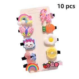 5 /10/14Pcs/Set Cute Bowknot Baby Girl Hair Clips Korean Flower Children Sides Barrettes Baby Hair Accessories (Color: D-1)