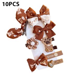 8/9/10Pcs/Set Cartoon Baby Girl Hair Clips Cute Bear Children Hairpins Bowknot Knitted Flower Kids Barretees Baby Hair Accessori (Color: A- 6)