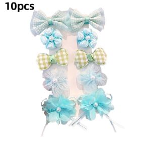 8/9/10Pcs/Set Cartoon Baby Girl Hair Clips Cute Bear Children Hairpins Bowknot Knitted Flower Kids Barretees Baby Hair Accessori (Color: E-7)