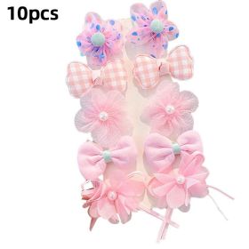 8/9/10Pcs/Set Cartoon Baby Girl Hair Clips Cute Bear Children Hairpins Bowknot Knitted Flower Kids Barretees Baby Hair Accessori (Color: E-6)