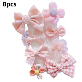 8/9/10Pcs/Set Cartoon Baby Girl Hair Clips Cute Bear Children Hairpins Bowknot Knitted Flower Kids Barretees Baby Hair Accessori (Color: C- 2)