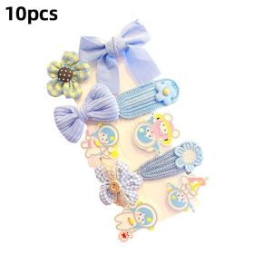 8/9/10Pcs/Set Cartoon Baby Girl Hair Clips Cute Bear Children Hairpins Bowknot Knitted Flower Kids Barretees Baby Hair Accessori (Color: B- 3)