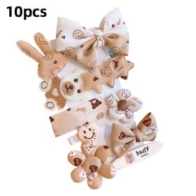 8/9/10Pcs/Set Cartoon Baby Girl Hair Clips Cute Bear Children Hairpins Bowknot Knitted Flower Kids Barretees Baby Hair Accessori (Color: A- 3)