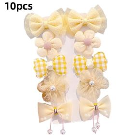 8/9/10Pcs/Set Cartoon Baby Girl Hair Clips Cute Bear Children Hairpins Bowknot Knitted Flower Kids Barretees Baby Hair Accessori (Color: E-2)