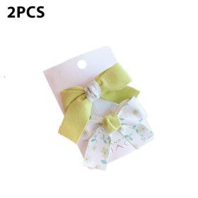 Cute Bows Baby Girls Hair Clips Solid Color Floral Pattern Children Hairpins Korean Korean Kids Hair Accessories (Color: C- Green)