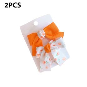 Cute Bows Baby Girls Hair Clips Solid Color Floral Pattern Children Hairpins Korean Korean Kids Hair Accessories (Color: C- Orange)