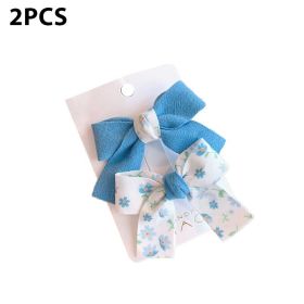 Cute Bows Baby Girls Hair Clips Solid Color Floral Pattern Children Hairpins Korean Korean Kids Hair Accessories (Color: C- Blue)