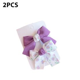 Cute Bows Baby Girls Hair Clips Solid Color Floral Pattern Children Hairpins Korean Korean Kids Hair Accessories (Color: C- Purple)