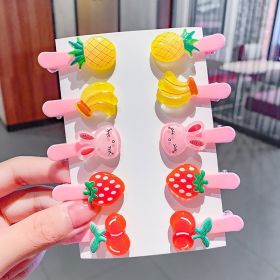 10Pcs Cartoon Baby Hairpins Fruit Unicorn Hair Clips Chidlren Hair Clips Barrette Kids Hair Accessories (Color: 1)