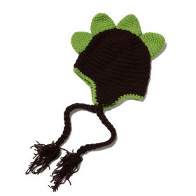 Handmade Baby Boys Hats Cute Four-horned Dinosaur Cap for Newborn Girls  Photography Clothes (Color: Coffee)