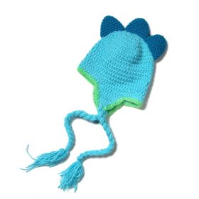 Handmade Baby Boys Hats Cute Four-horned Dinosaur Cap for Newborn Girls  Photography Clothes (Color: Blue)