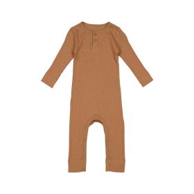 Baby Solid Color Long Sleeve Soft Cotton Basic Jumpsuit (Size/Age: 80 (9-12M))