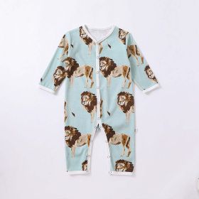 Baby Cartoon Animal Print Pattern Full Button Design Romper (Size/Age: 90 (12-24M))