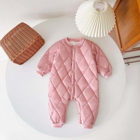 Baby Solid Color Quilted Long Sleeve Thickened Cotton Jumpsuit (Size/Age: 90 (12-24M))