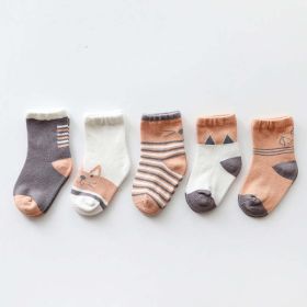 Baby Print Pattern Spring Autumn Cotton 1Bag=5Pairs Socks (Size/Age: S (1-3Y))