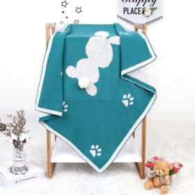 Baby Cartoon Rabbit & Footprints Embroidered Graphic 3D Tail Blanket (Color: green)