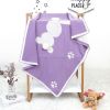 Baby Cartoon Rabbit & Footprints Embroidered Graphic 3D Tail Blanket