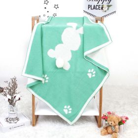 Baby Cartoon Rabbit & Footprints Embroidered Graphic 3D Tail Blanket (Color: Light Green)