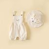 Baby Boys And Girls Stereoscopic Bear Sleeveless Straps Shorts With Sun Hat Sets In Summer