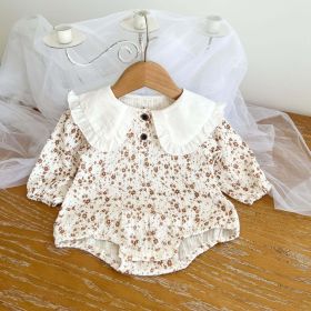 Baby Girl Floral Pattern Ruffle Lapel Design Bodysuit (Size/Age: 80 (9-12M))