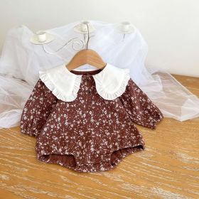 Baby Girl Floral Pattern Ruffle Lapel Design Bodysuit (Size/Age: 100 (2-3Y))