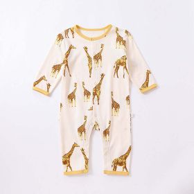 Baby Animal Print Pattern Full Button Design Cotton Romper (Size/Age: 66 (3-6M))