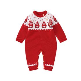 Baby Christmas Embroidered Graphic Side Button Design Knit Long Style Jumpsuit (Size/Age: 90 (12-24M))