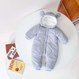 Baby Solid Color Thermal Cartoon Bear Shape Design Thickened Romper (Size/Age: 100 (2-3Y))